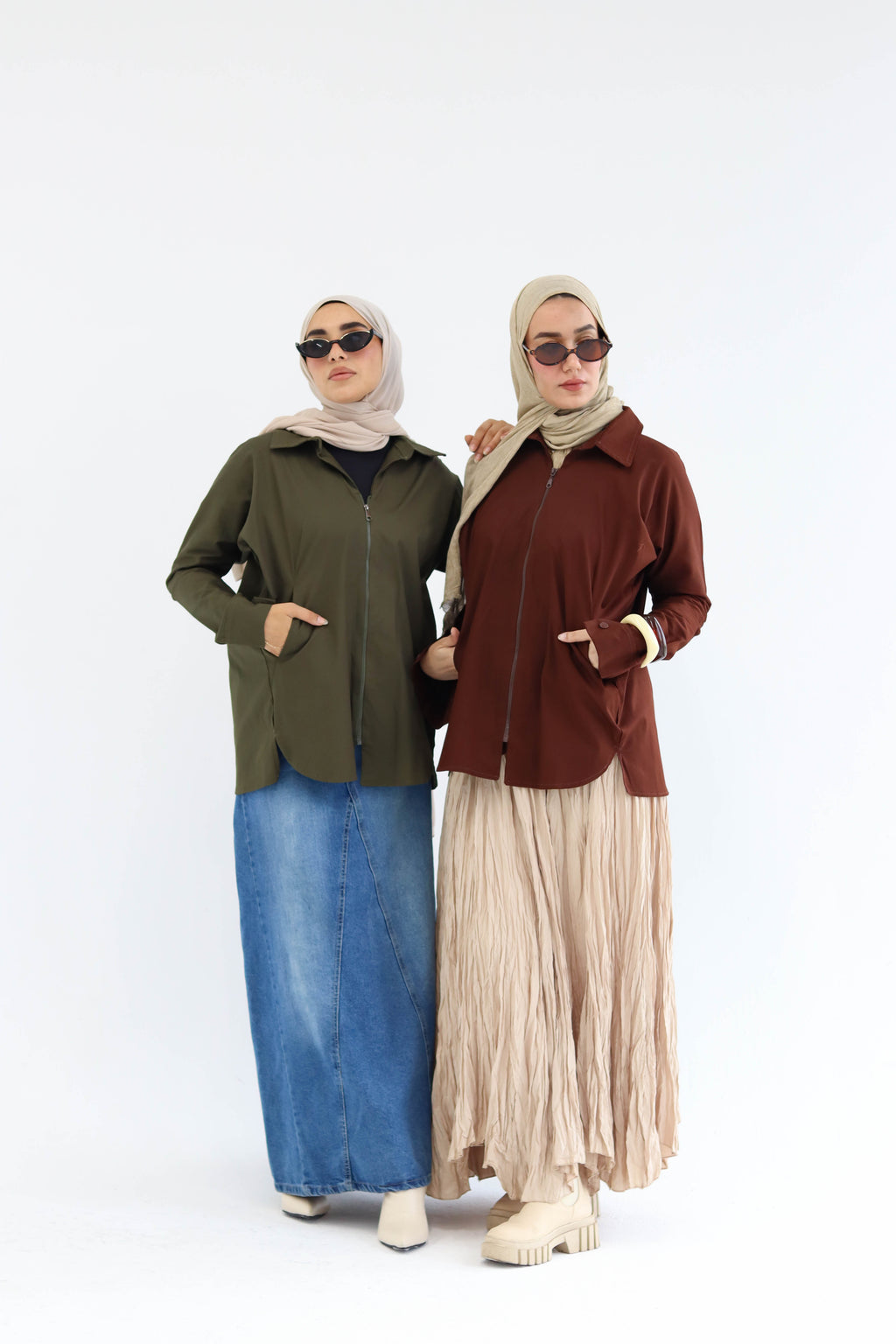 Short Zippered Gabardine Jacket