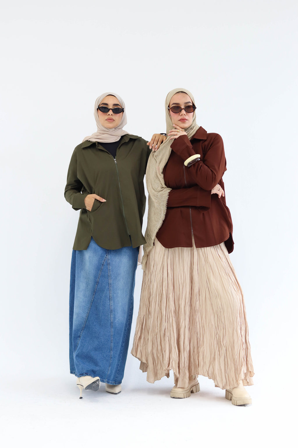 Short Zippered Gabardine Jacket