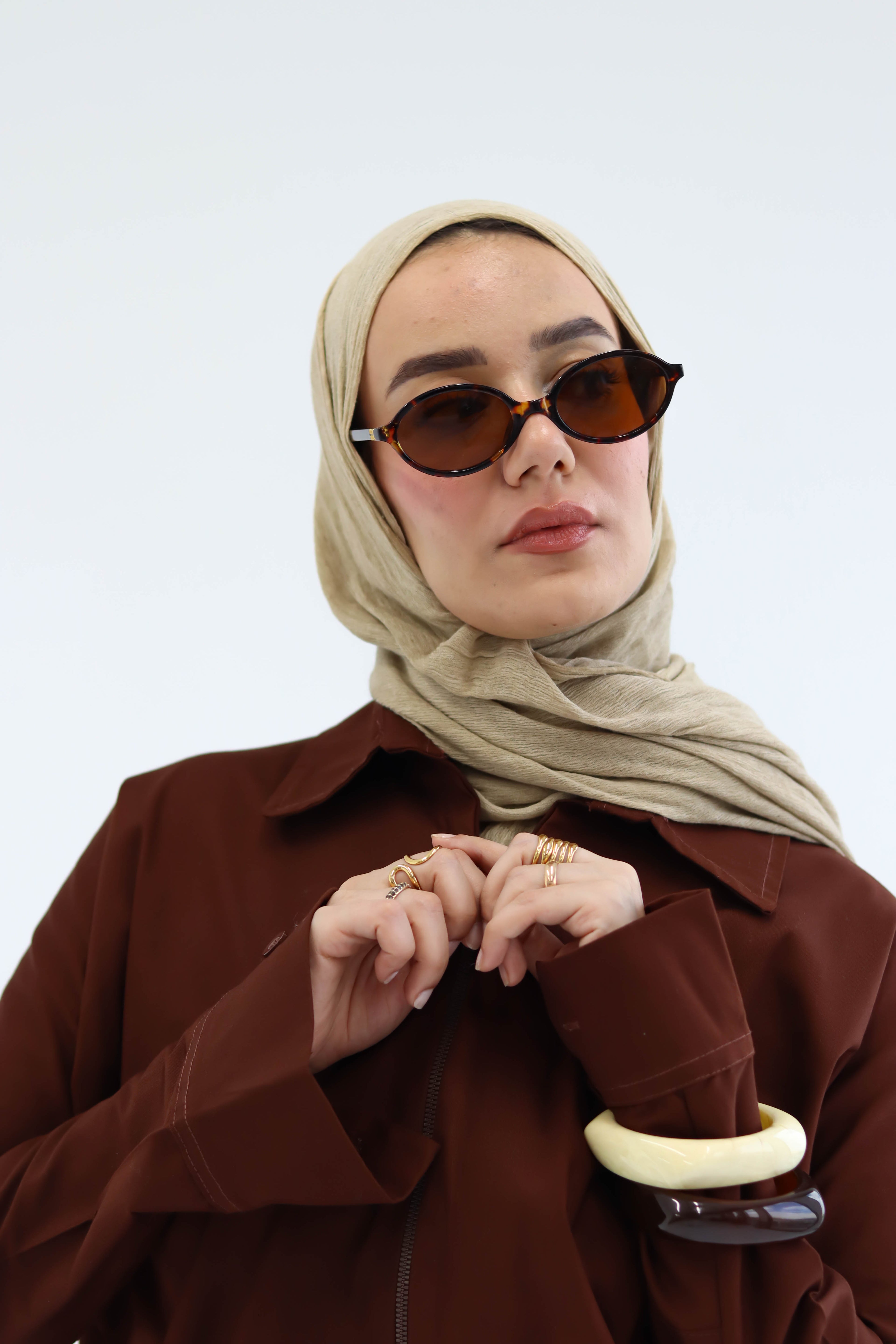 Short Zippered Gabardine Jacket